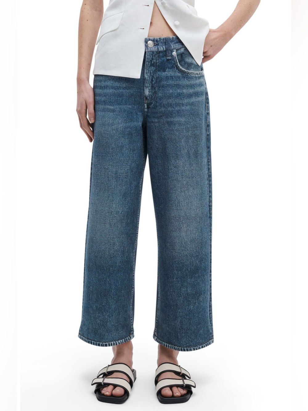 rag & bone rb Miramar Andi Ankle Wide Leg Cotton Terry Sweatpants Jeans
